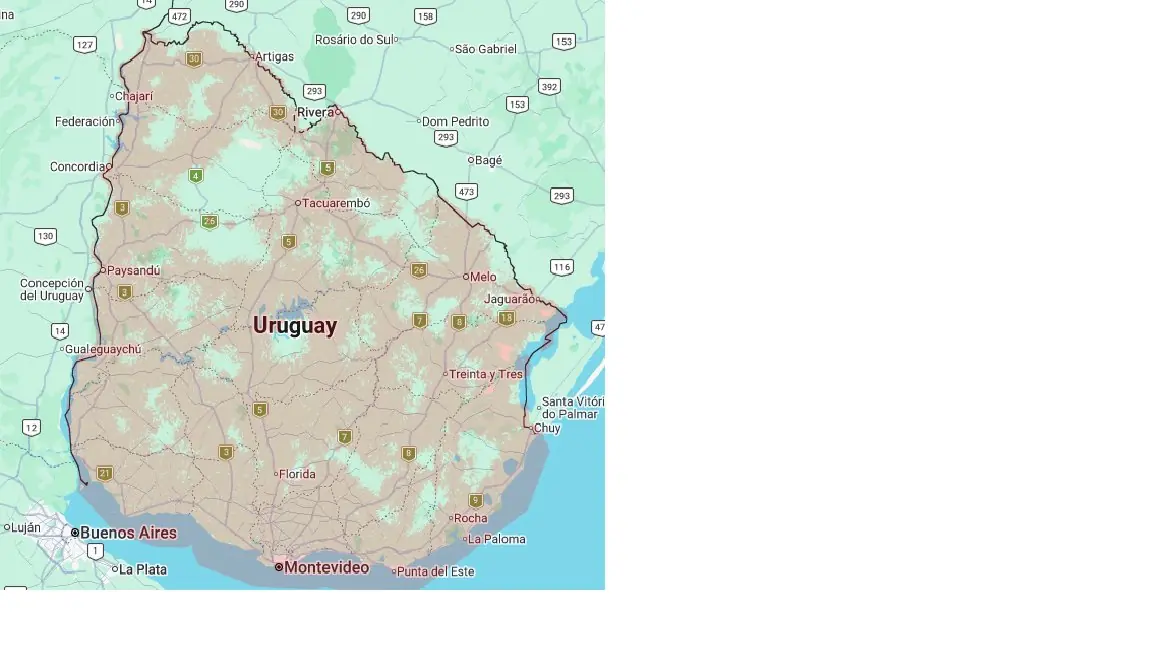 Mapa de cobertura internet Uruguay